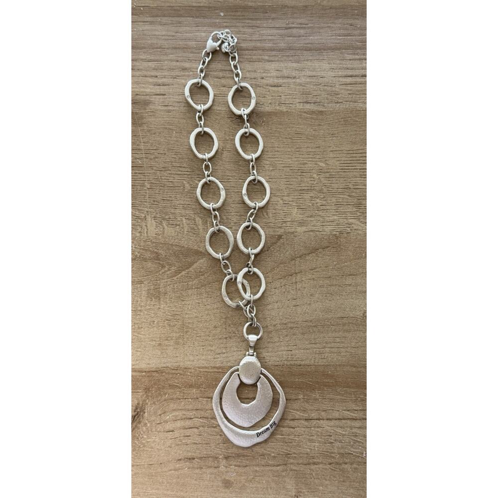 BRIGHTON Dream Big Necklace Large Pendant Crystals Reversible Silvertone - Picture 2 of 8